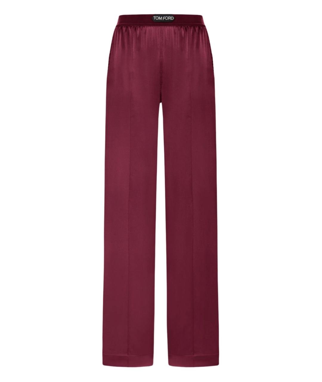 TOM FORD Бордовые шелковые прямые брюки, фото 1