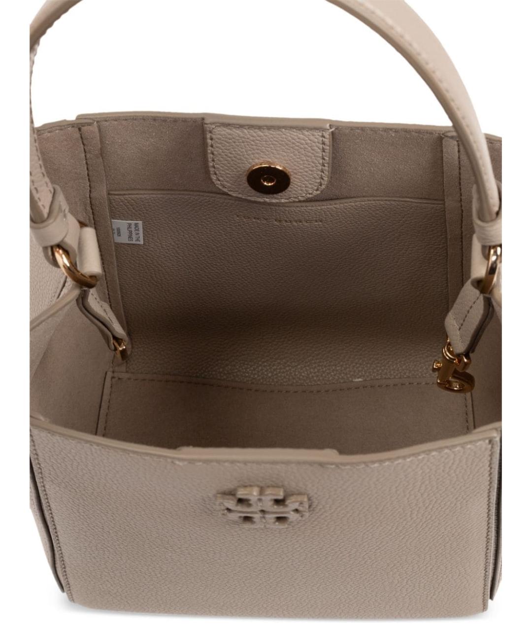 TORY BURCH Серая кожаная сумка тоут, фото 2