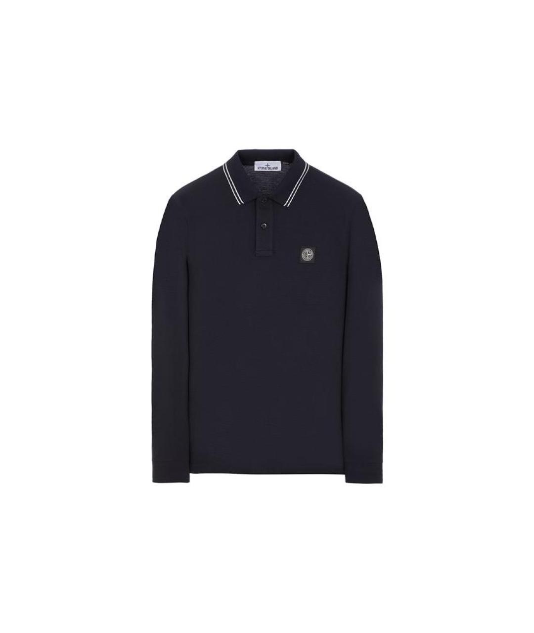 STONE ISLAND Темно-синее хлопковое поло с длинным рукавом, фото 7