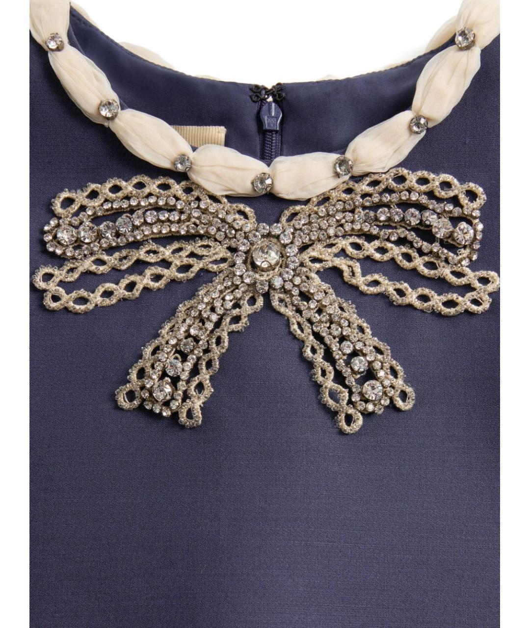 VALENTINO Синее шерстяное коктейльное платье, фото 5