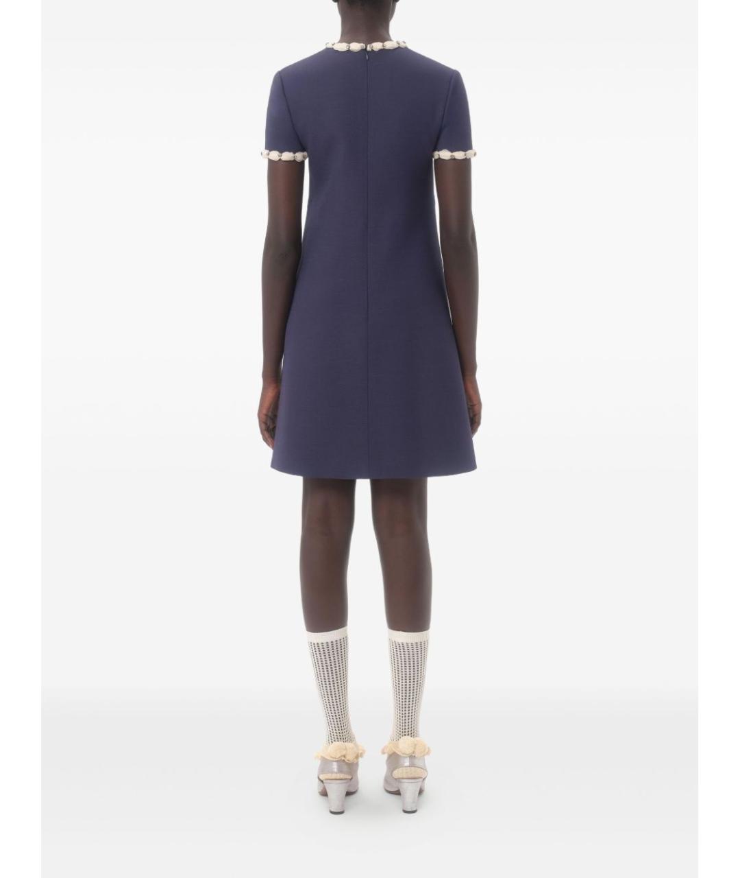 VALENTINO Синее шерстяное коктейльное платье, фото 6