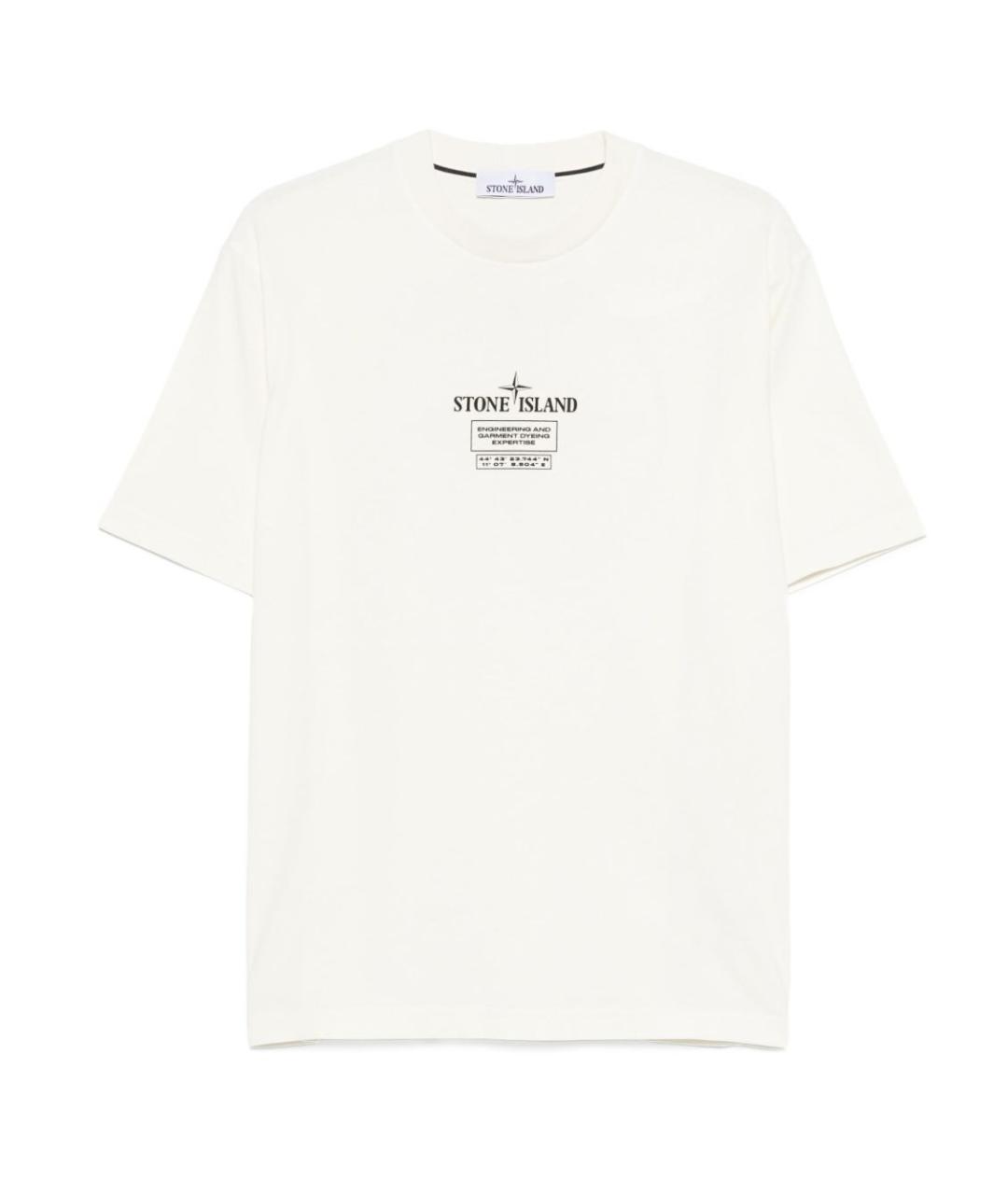 STONE ISLAND Белая хлопковая футболка, фото 1