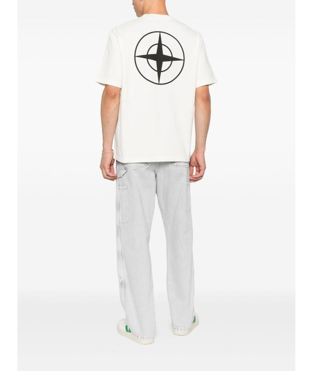 STONE ISLAND Белая хлопковая футболка, фото 2