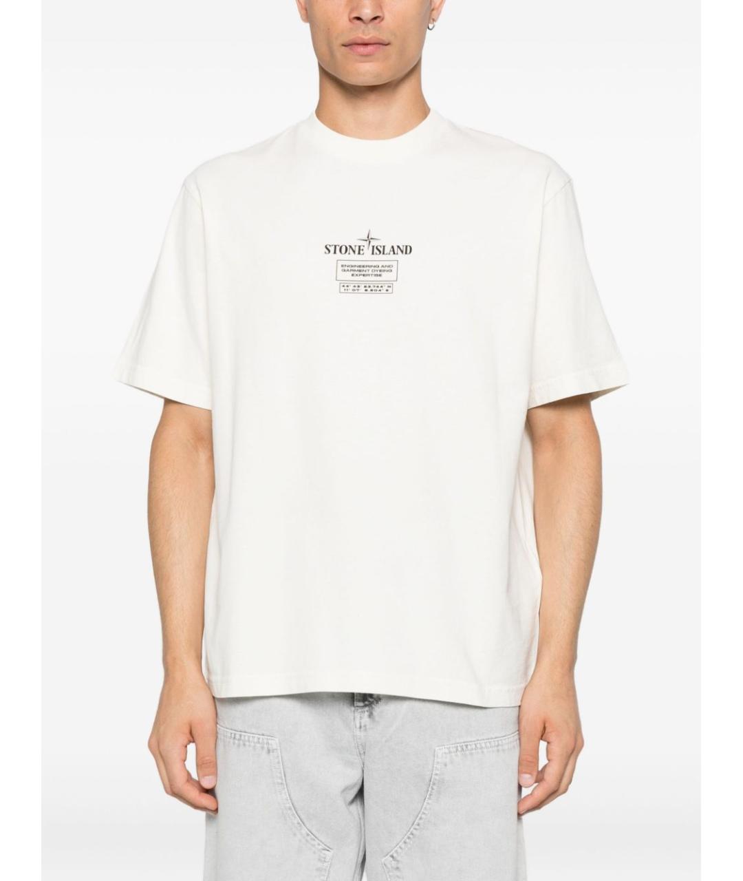 STONE ISLAND Белая хлопковая футболка, фото 3