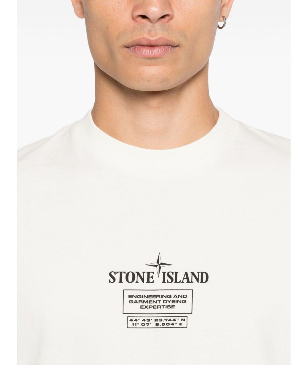 STONE ISLAND Белая хлопковая футболка, фото 4