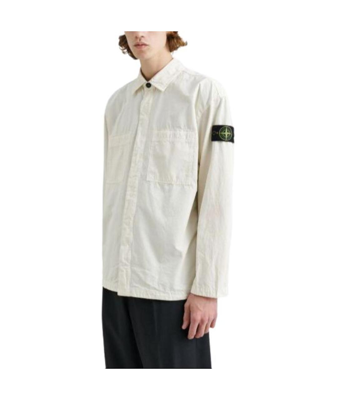 STONE ISLAND Белая хлопковая кэжуал рубашка, фото 5