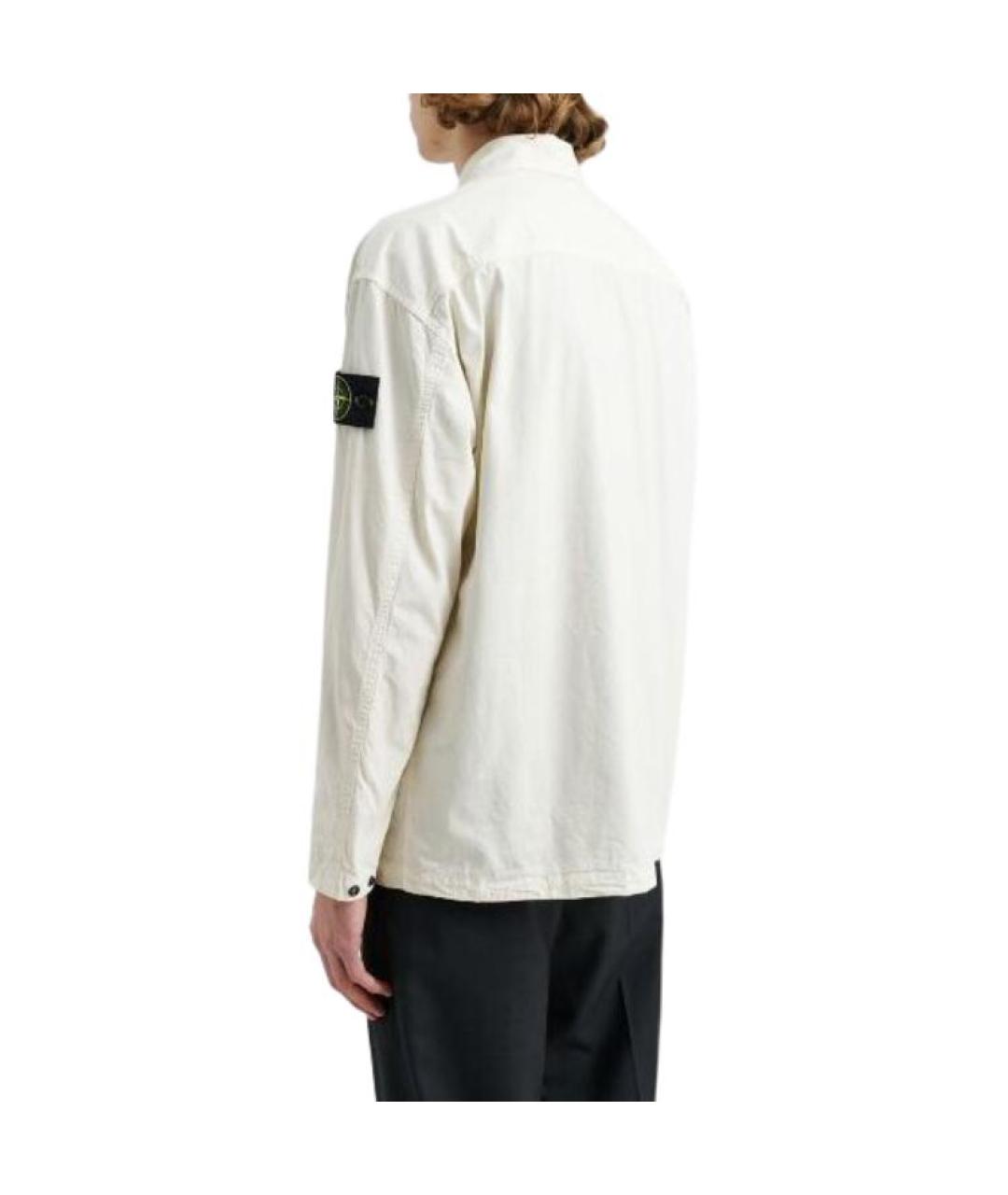 STONE ISLAND Белая хлопковая кэжуал рубашка, фото 3