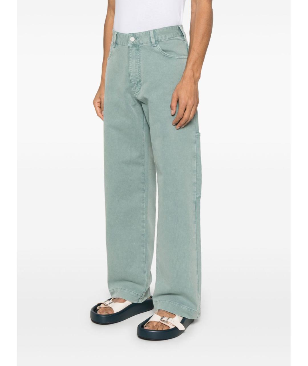 EMPORIO ARMANI Голубые хлопковые прямые джинсы, фото 2