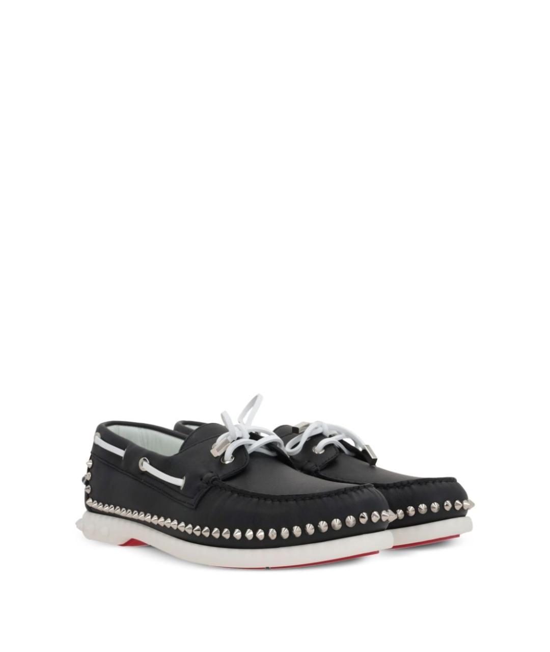 CHRISTIAN LOUBOUTIN Черные кожаные лоферы, фото 2