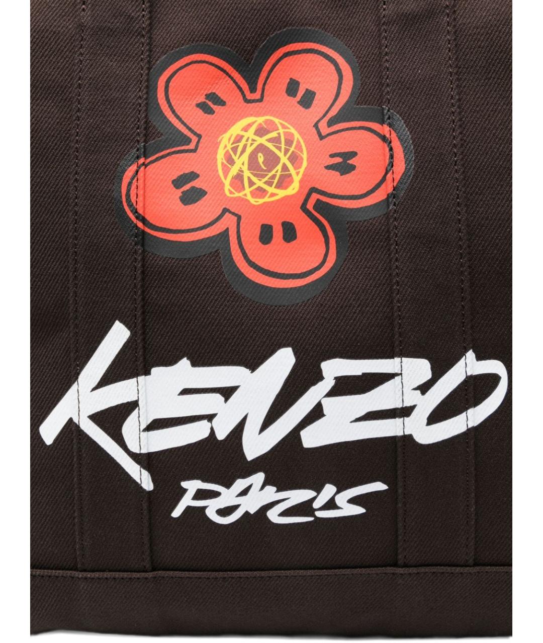 KENZO Коричневая тканевая сумка тоут, фото 3
