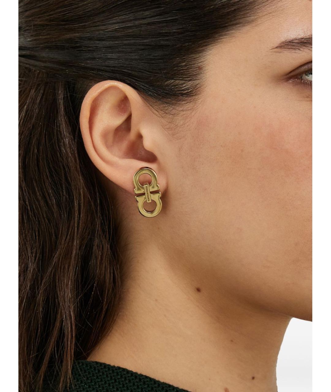 FERRAGAMO Золотые латунные серьги, фото 2
