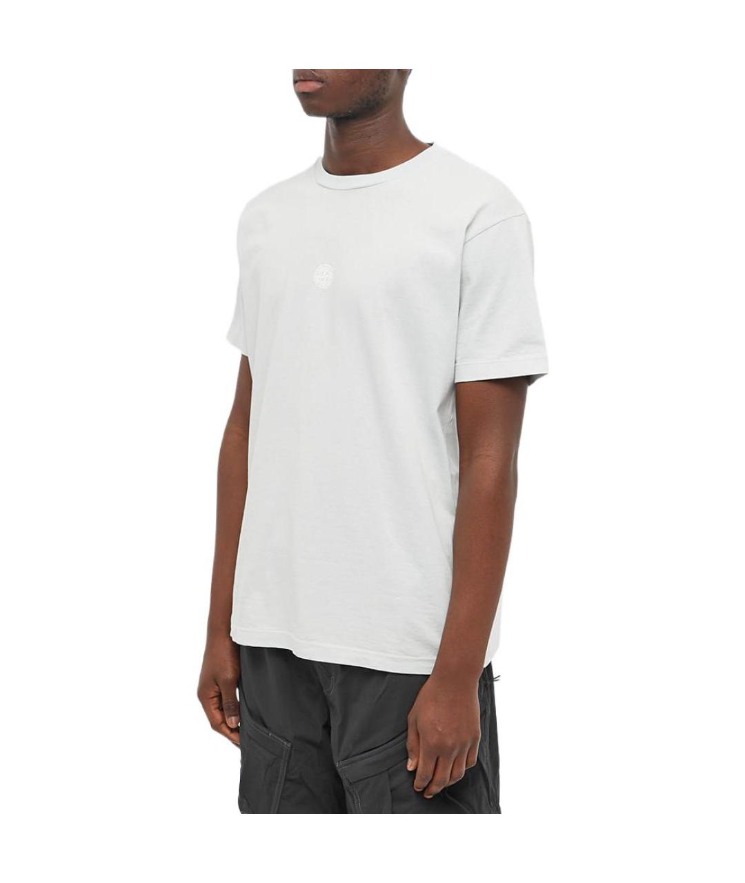 STONE ISLAND Серая хлопковая футболка, фото 2