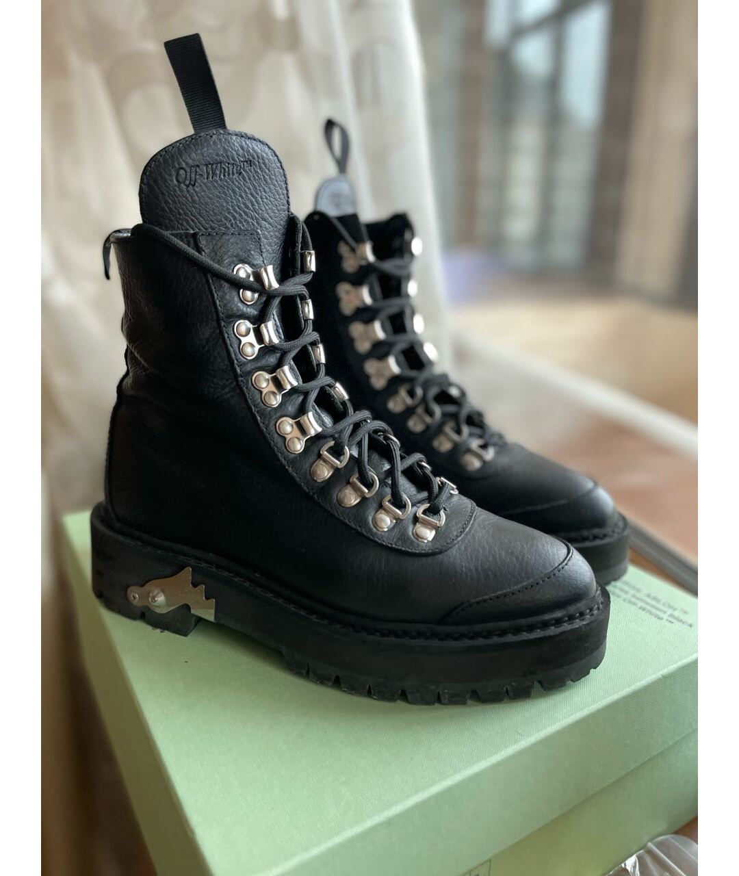 OFF-WHITE Черные кожаные ботинки, фото 5