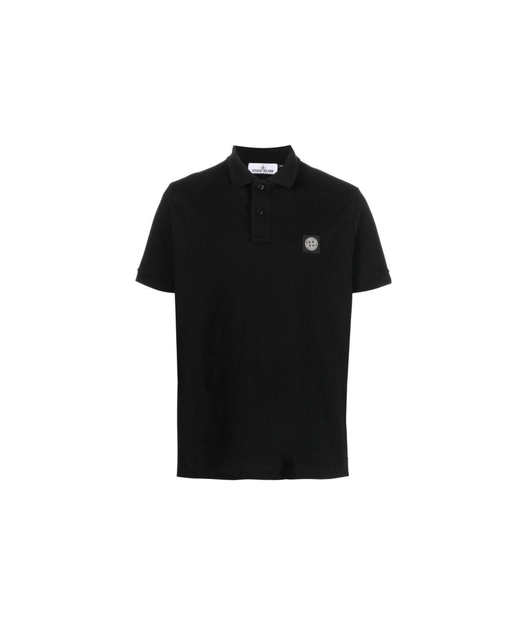 STONE ISLAND Черное хлопковое поло с коротким рукавом, фото 1