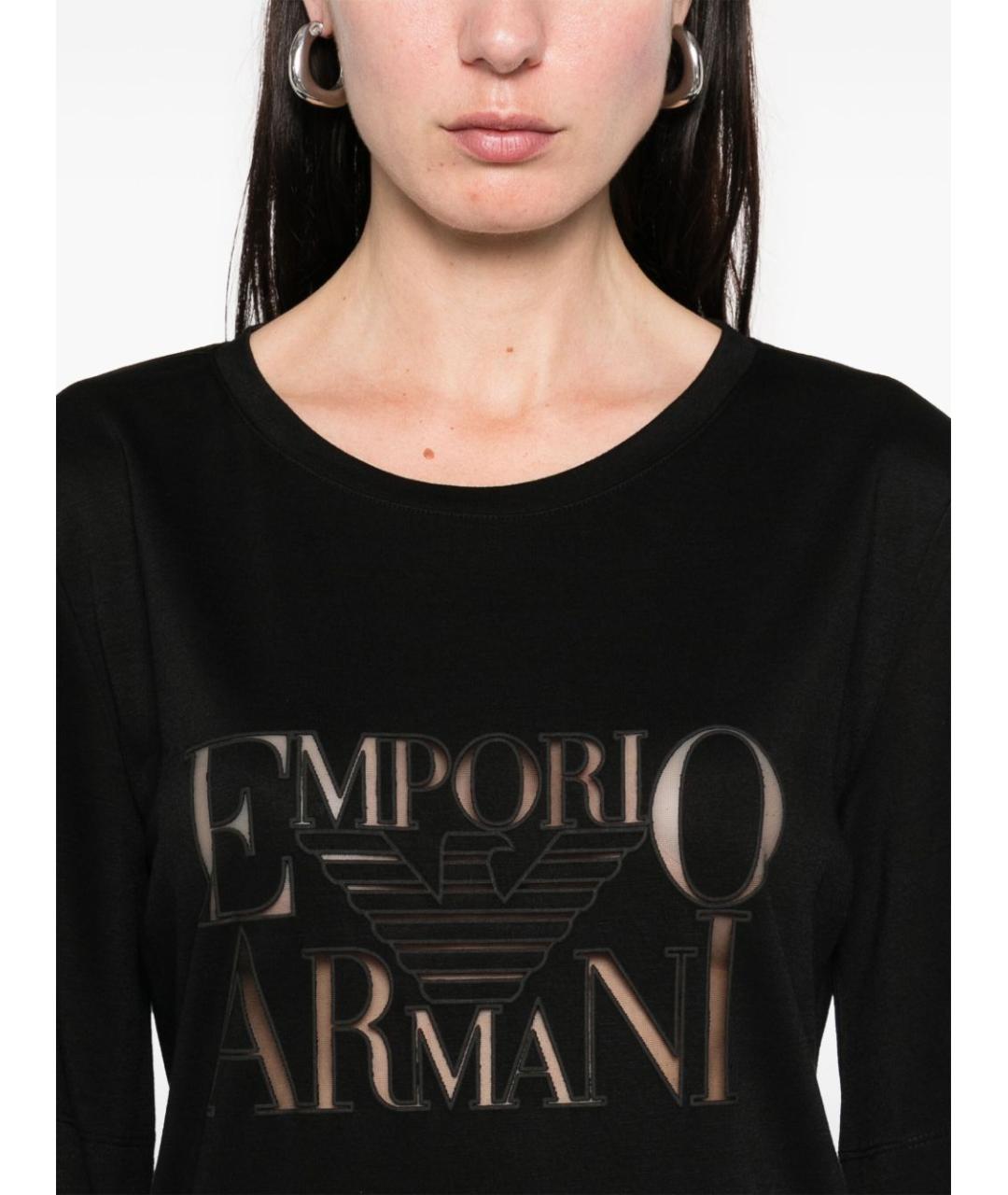 EMPORIO ARMANI Черная хлопковая футболка, фото 5