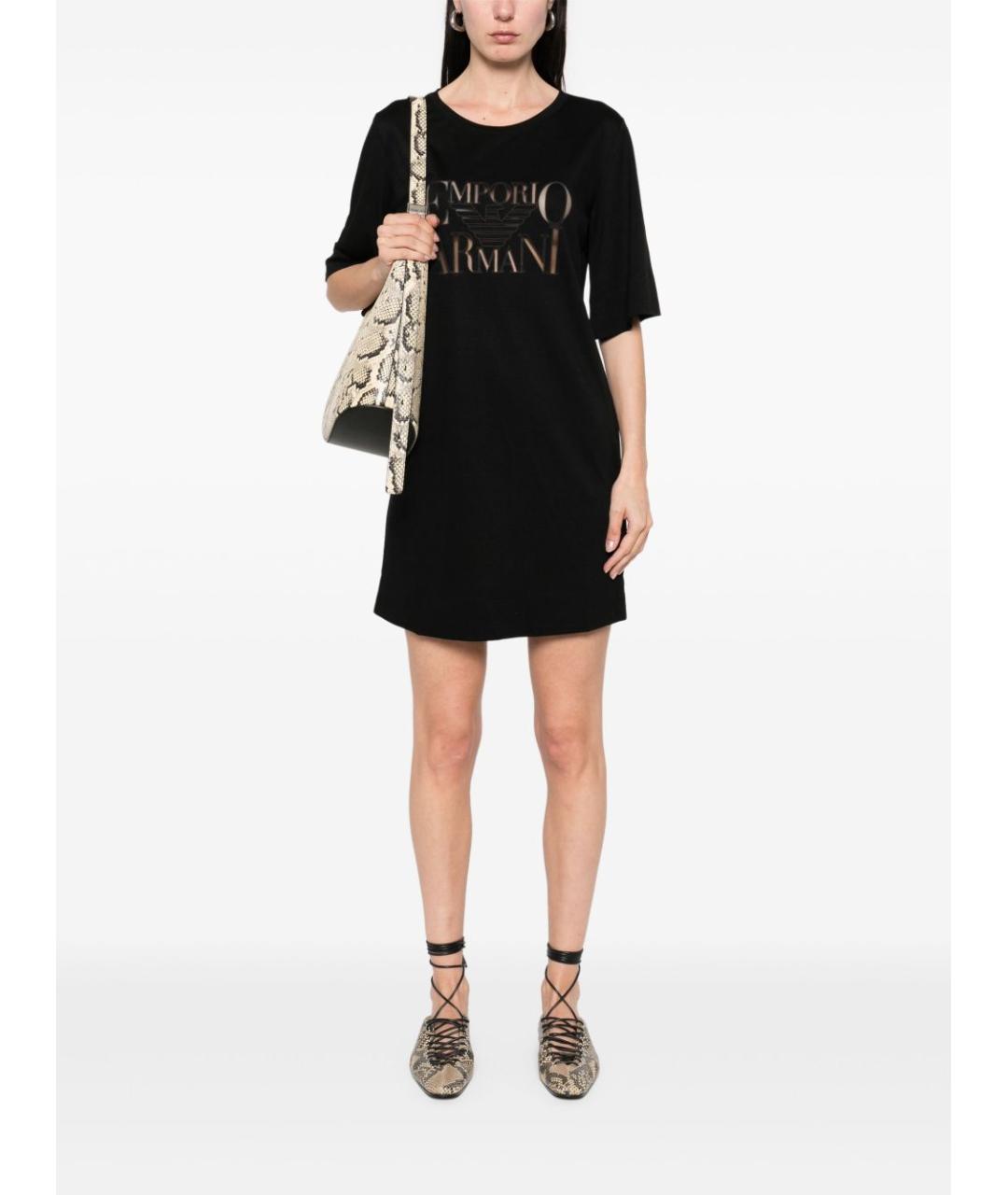 EMPORIO ARMANI Черная хлопковая футболка, фото 3