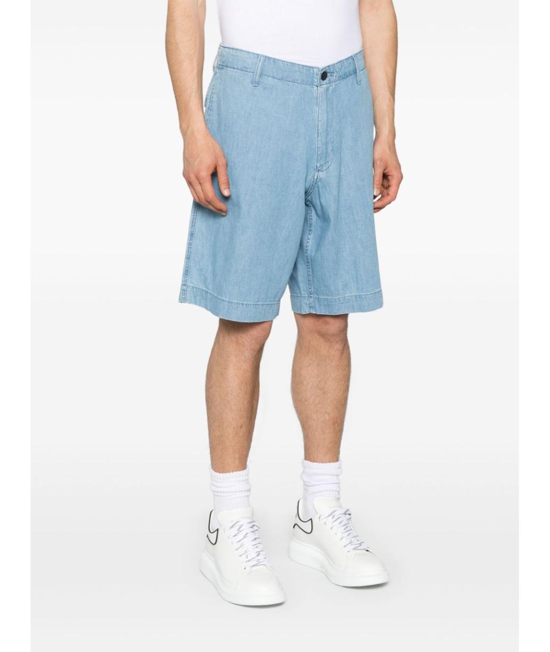 EMPORIO ARMANI Голубые хлопковые шорты, фото 2