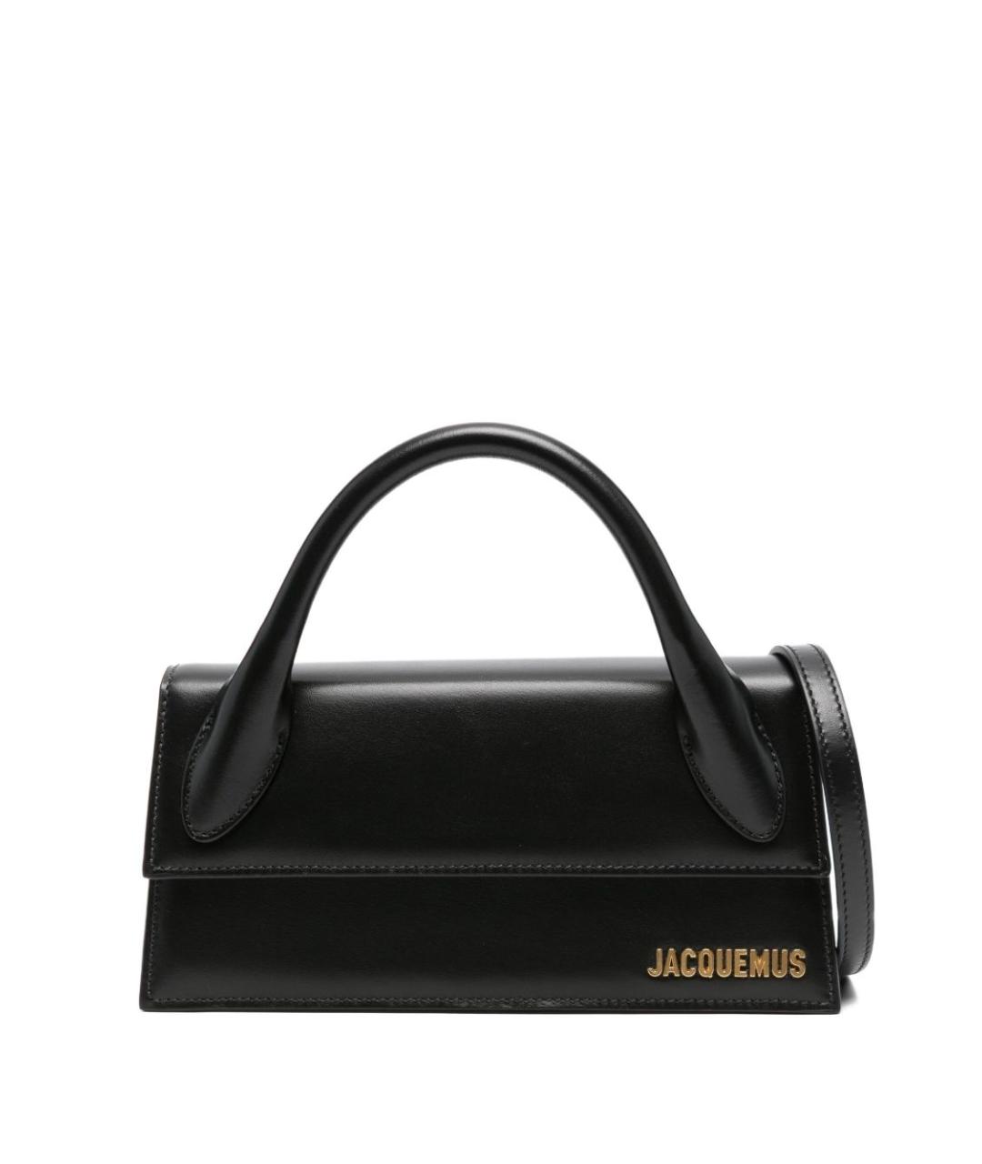 JACQUEMUS Черная кожаная сумка с короткими ручками, фото 1