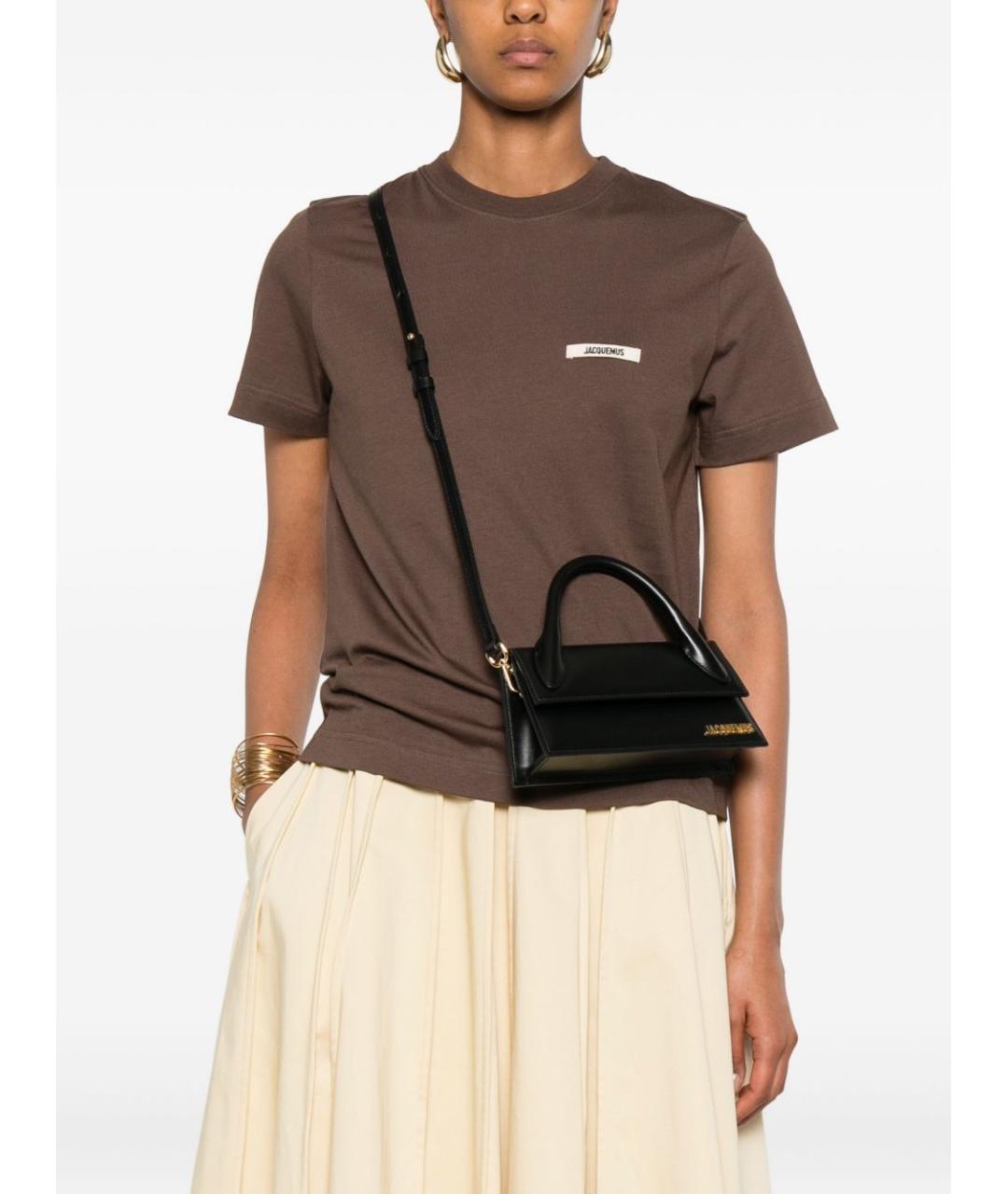 JACQUEMUS Черная кожаная сумка с короткими ручками, фото 3