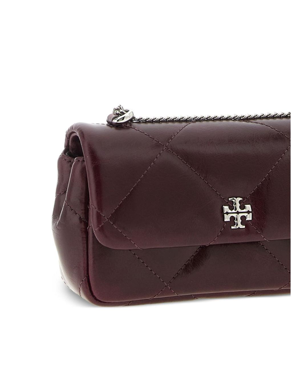 TORY BURCH Бордовая кожаная сумка через плечо, фото 3