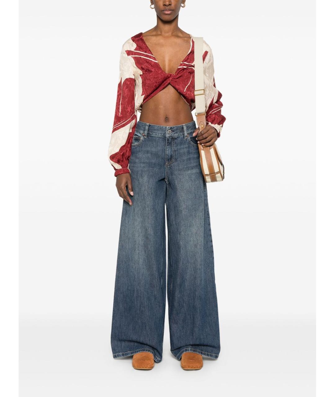 ALICE+OLIVIA Синие хлопковые прямые джинсы, фото 4