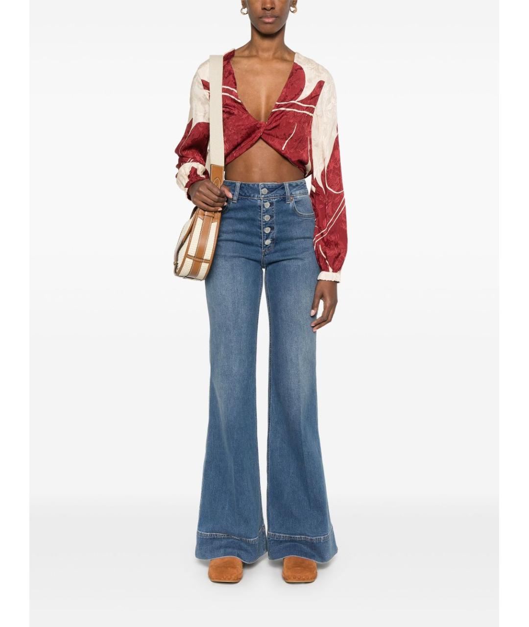 ALICE+OLIVIA Синие хлопковые прямые джинсы, фото 5