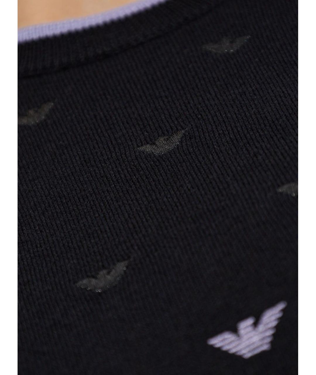 EMPORIO ARMANI Черный хлопковый джемпер / свитер, фото 3