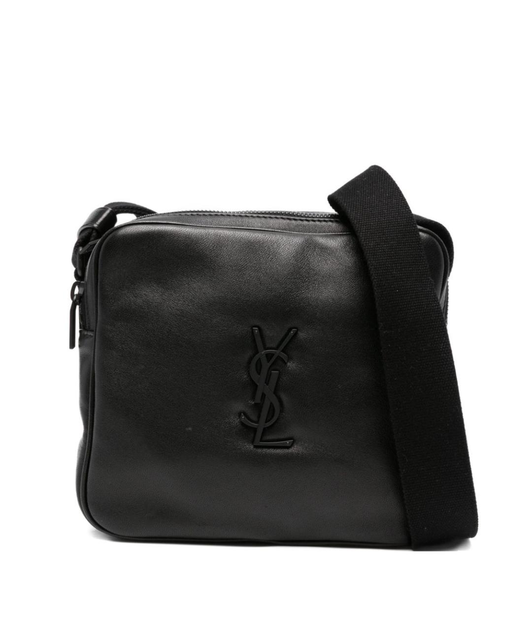 SAINT LAURENT Черная кожаная сумка на плечо, фото 1
