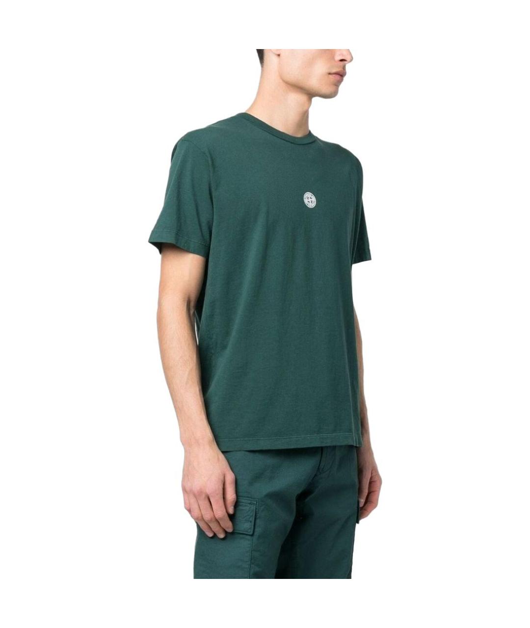 STONE ISLAND Зеленая хлопковая футболка, фото 4