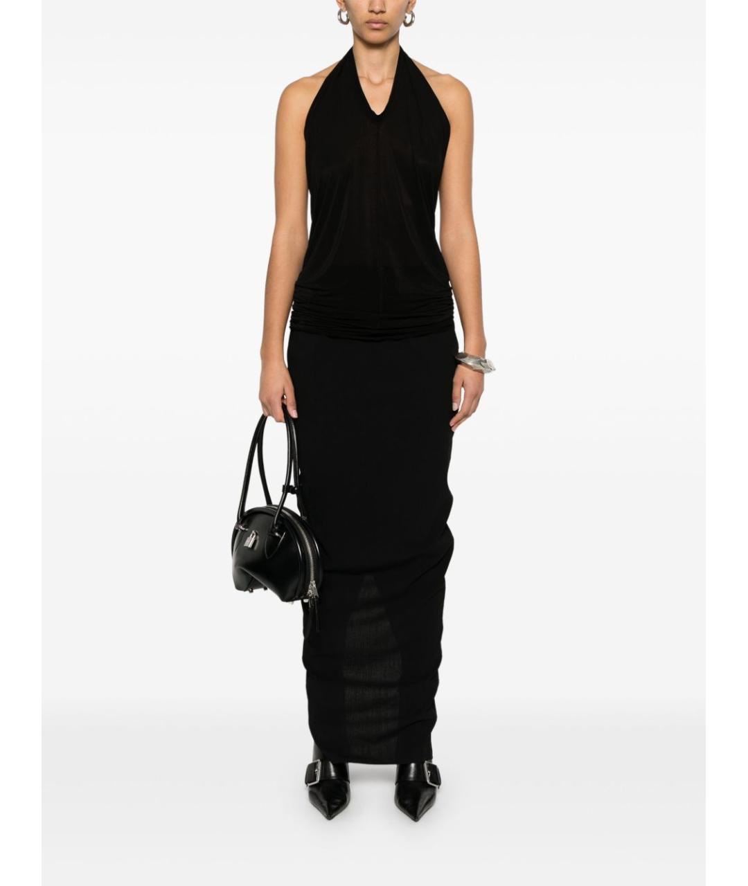 RICK OWENS Черная шерстяная юбка миди, фото 5