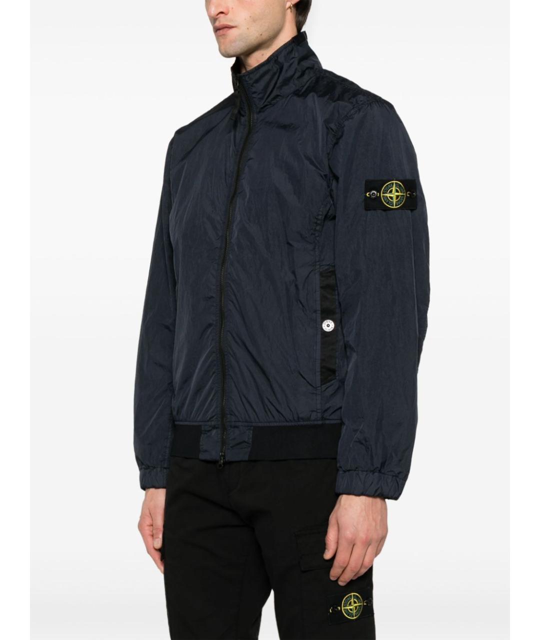 STONE ISLAND Темно-синее полиамидовое пальто, фото 3
