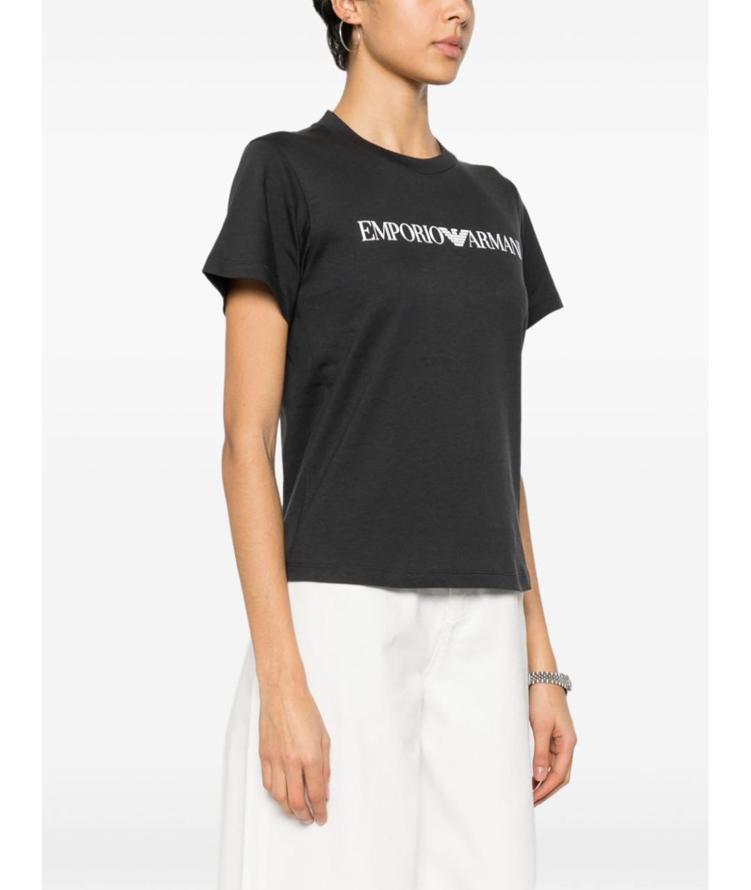 EMPORIO ARMANI Темно-синяя хлопковая футболка, фото 3