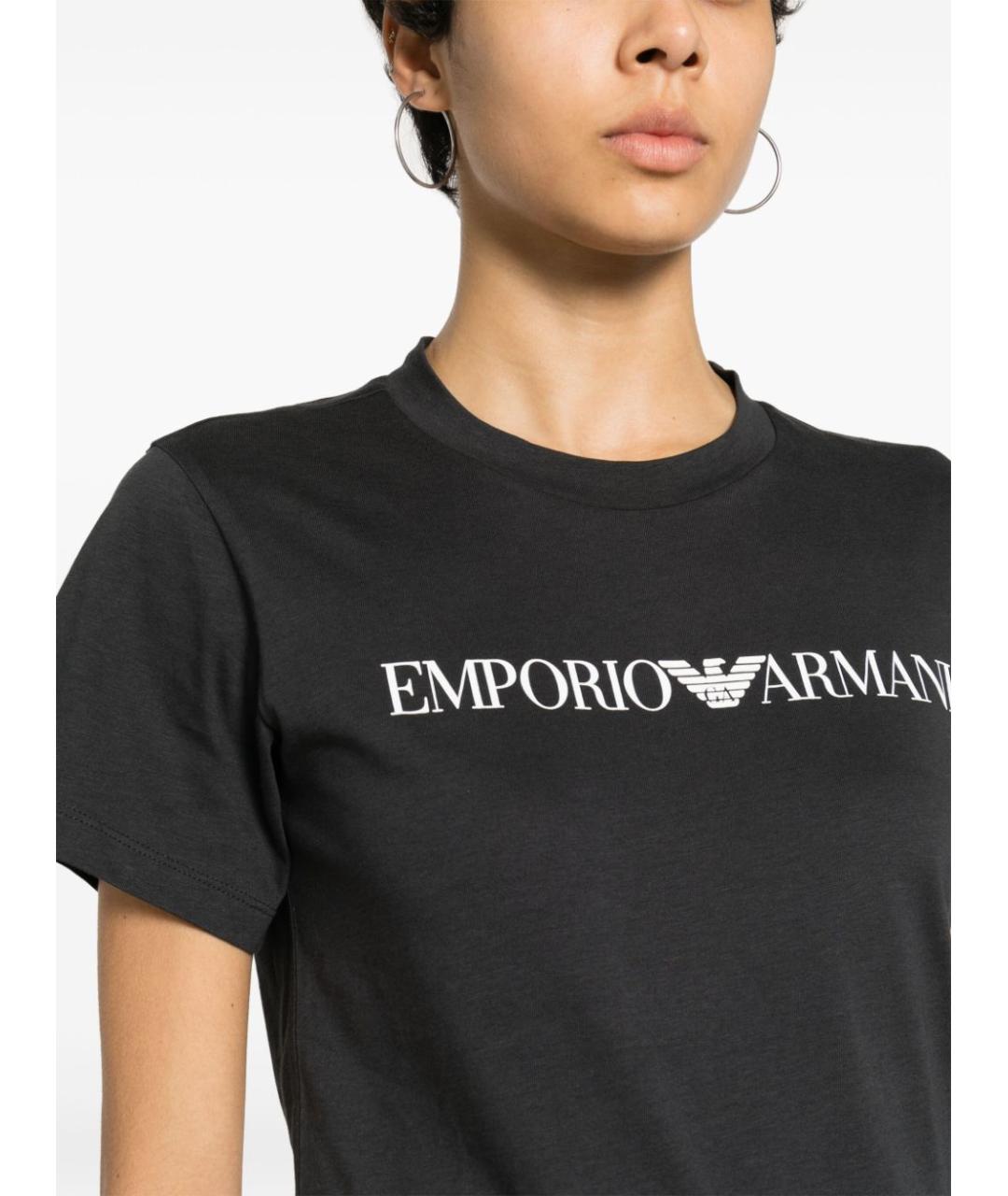EMPORIO ARMANI Темно-синяя хлопковая футболка, фото 2