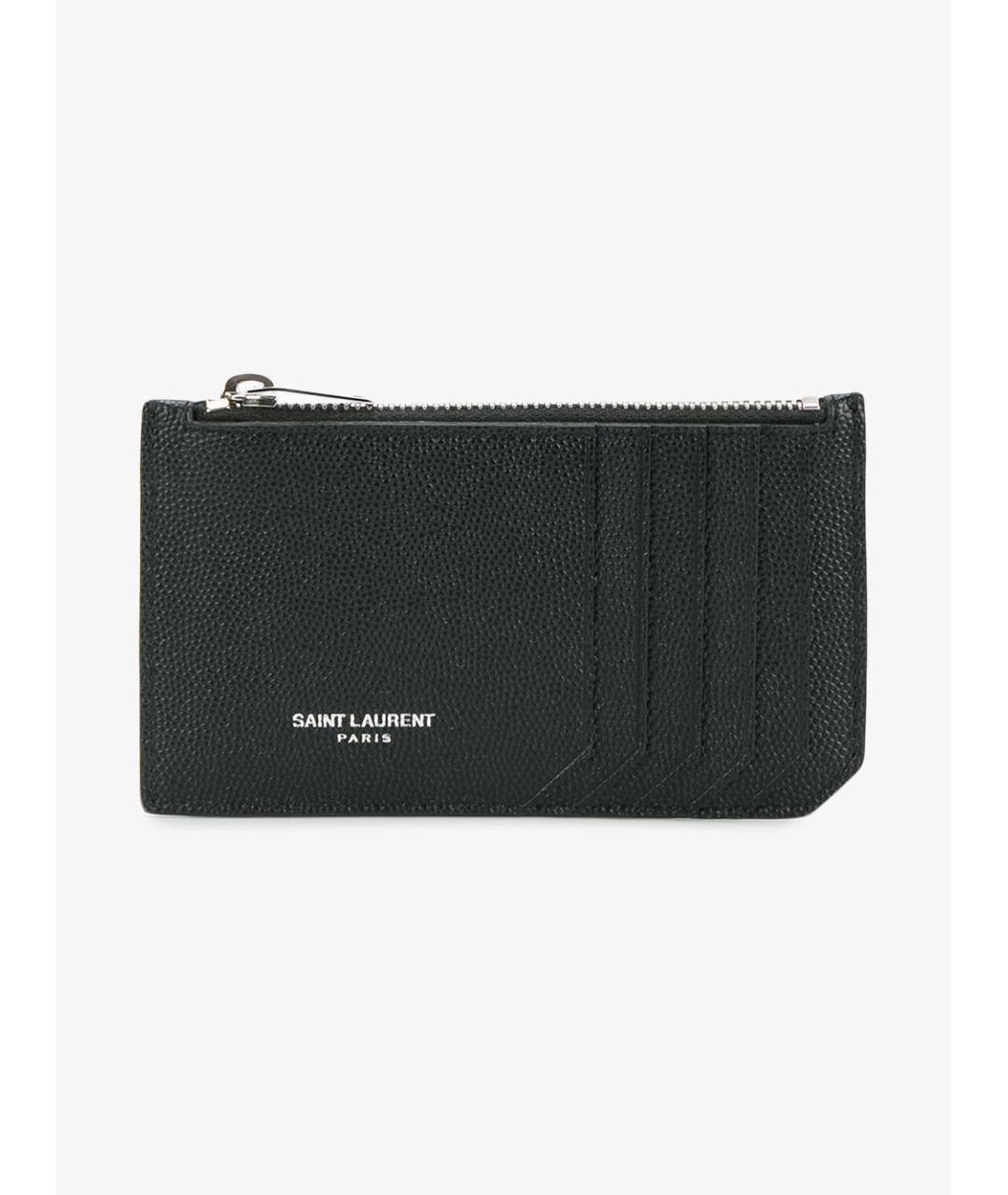 SAINT LAURENT Черный кожаный кардхолдер, фото 3