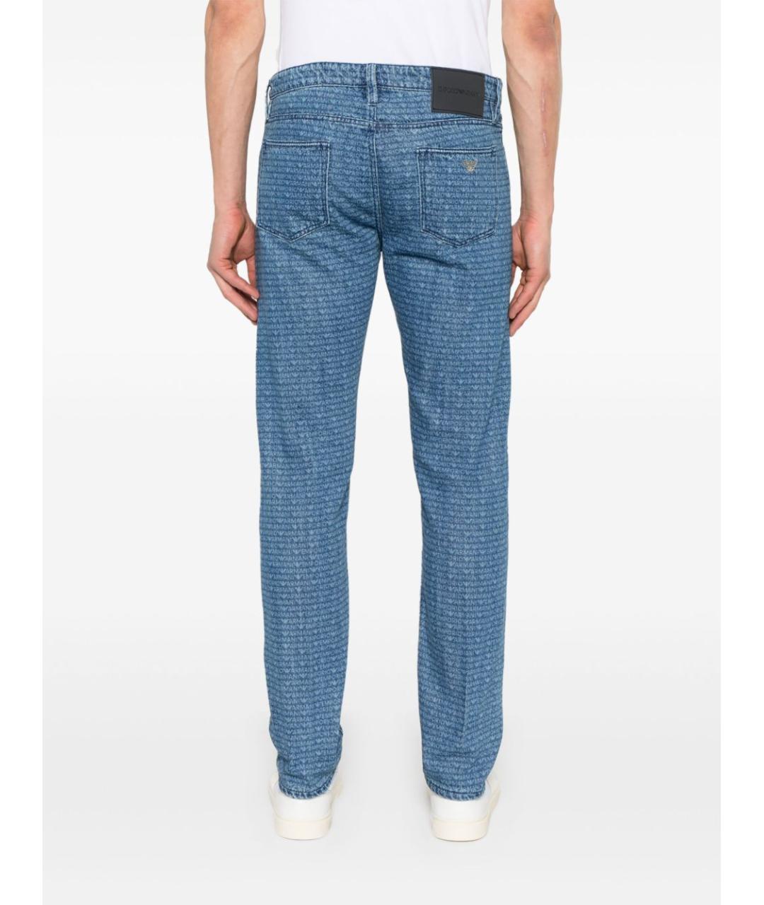 EMPORIO ARMANI Синие хлопковые прямые джинсы, фото 5
