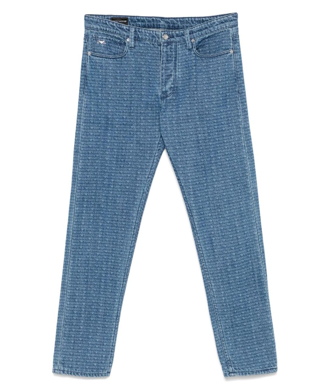 EMPORIO ARMANI Синие хлопковые прямые джинсы, фото 1
