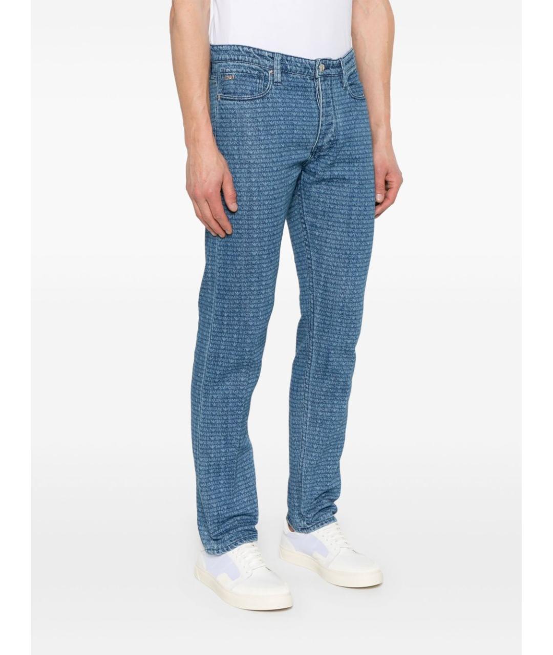 EMPORIO ARMANI Синие хлопковые прямые джинсы, фото 3