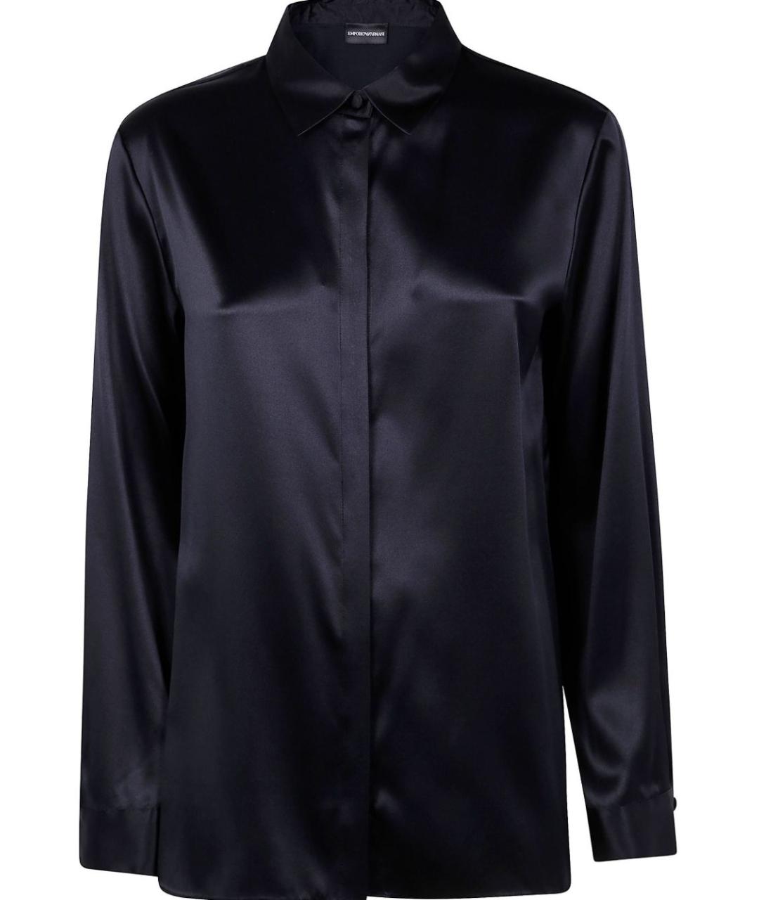 EMPORIO ARMANI Темно-синяя шелковая рубашка, фото 1