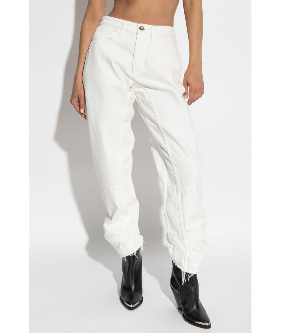 JIL SANDER Белые хлопковые прямые джинсы, фото 4