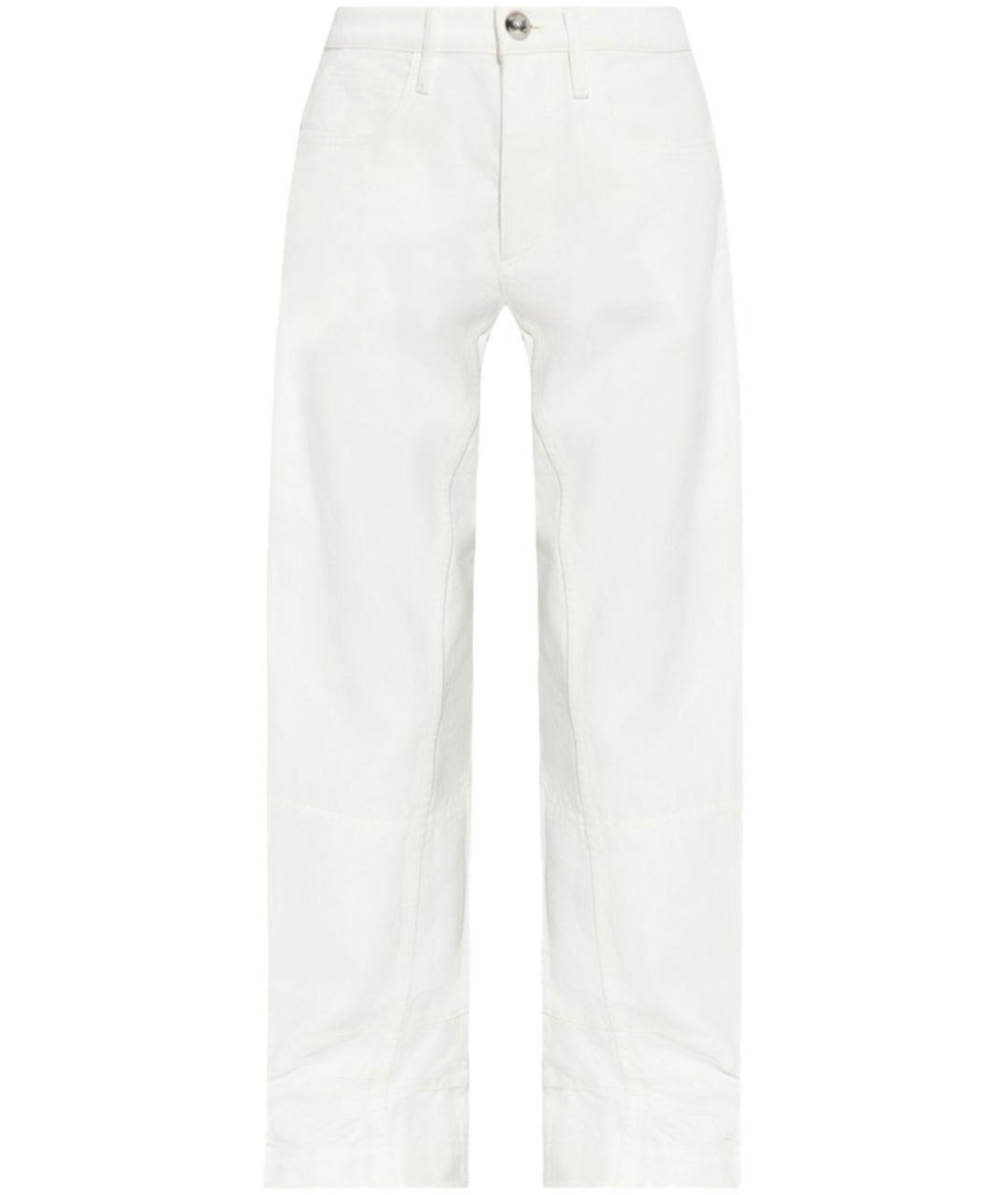 JIL SANDER Белые хлопковые прямые джинсы, фото 1