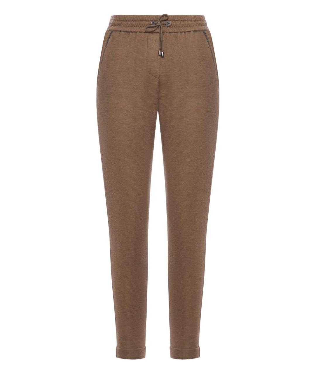 BRUNELLO CUCINELLI Коричневые хлопковые брюки узкие, фото 1