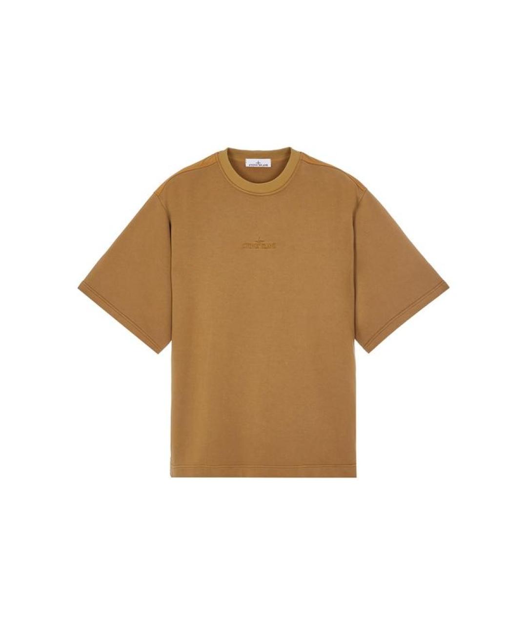 STONE ISLAND Коричневая хлопковая футболка, фото 1