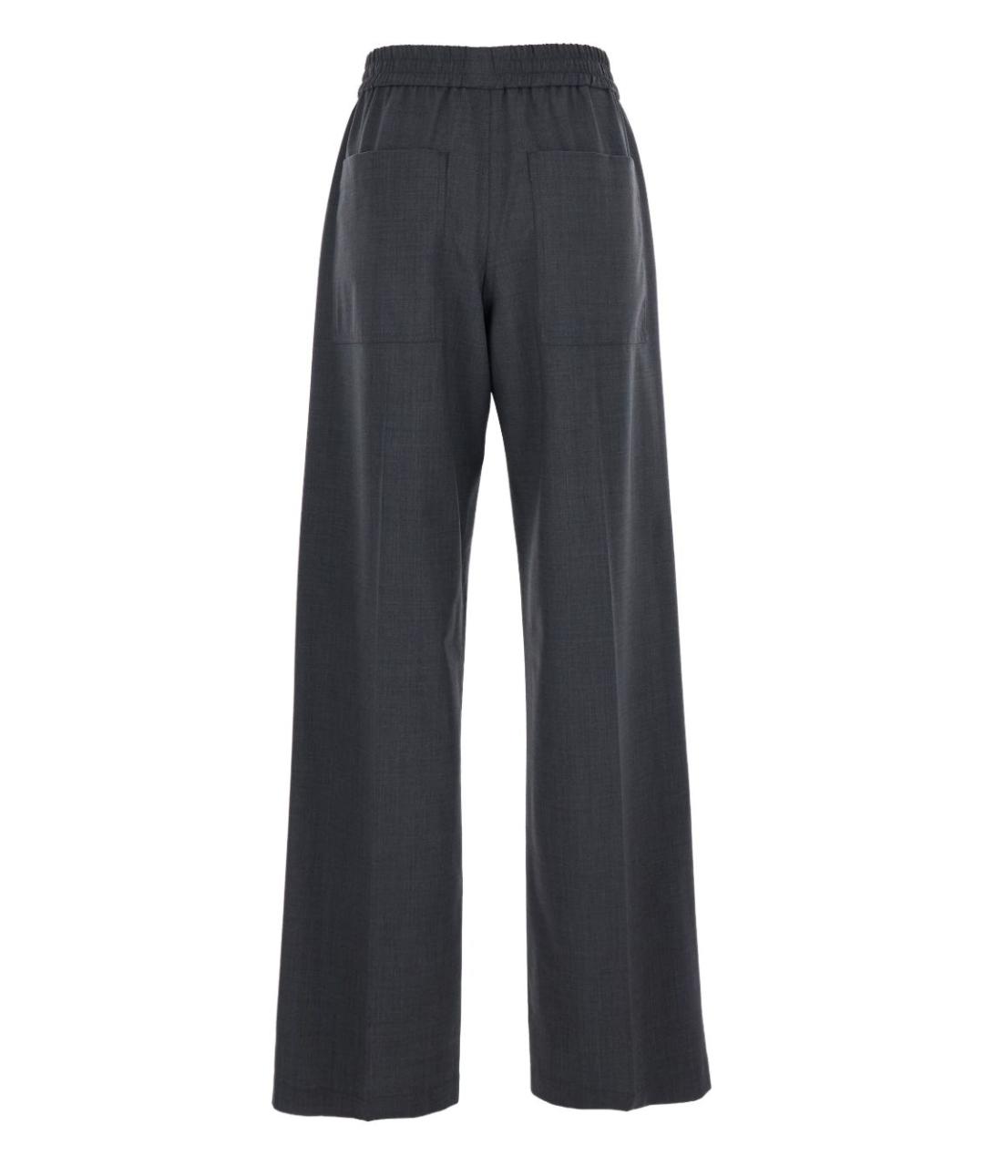 BRUNELLO CUCINELLI Антрацитовые шерстяные прямые брюки, фото 3