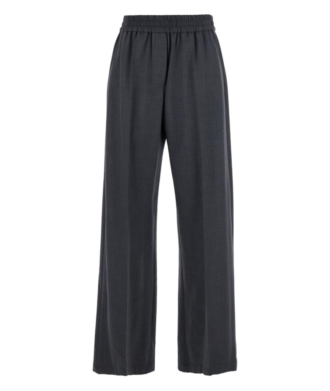 BRUNELLO CUCINELLI Антрацитовые шерстяные прямые брюки, фото 1