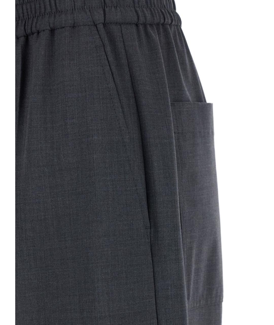 BRUNELLO CUCINELLI Антрацитовые шерстяные прямые брюки, фото 2