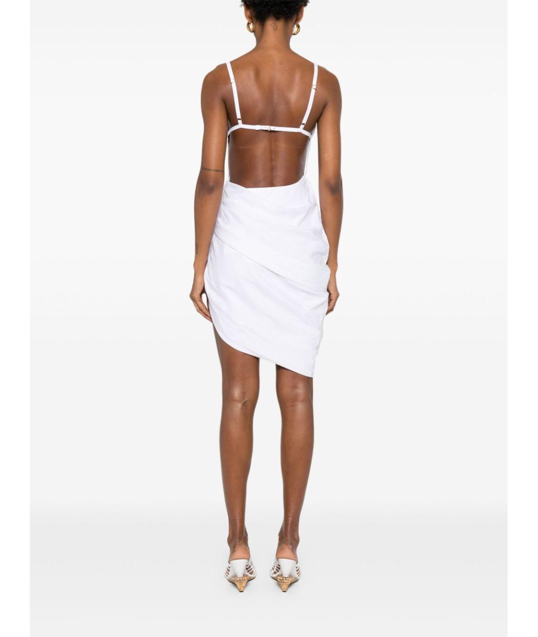 JACQUEMUS Белое вискозное коктейльное платье, фото 3