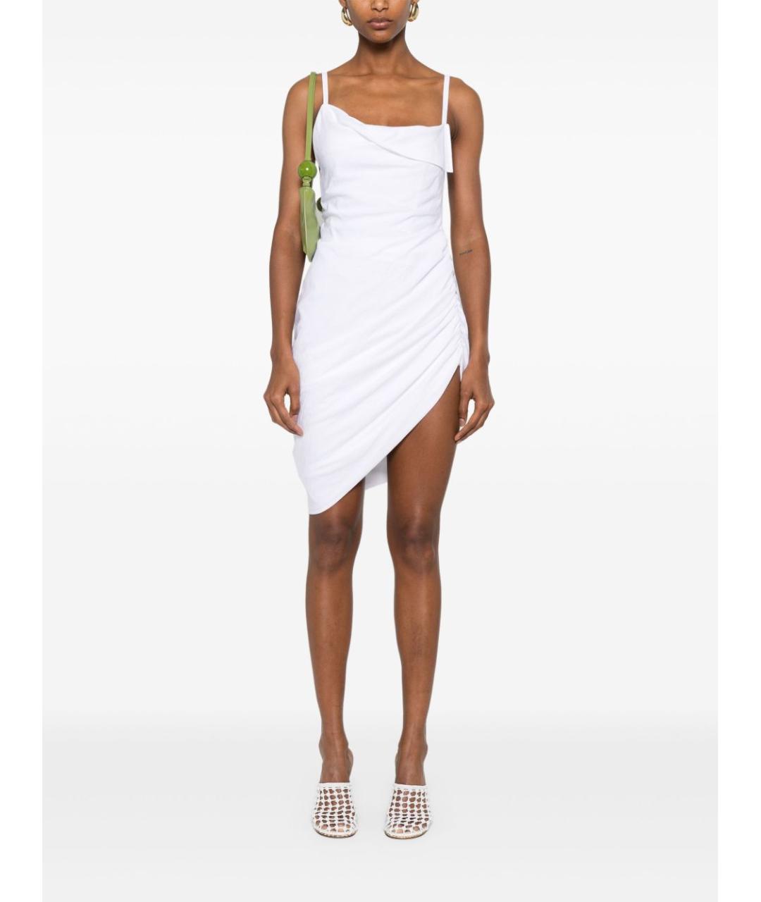 JACQUEMUS Белое вискозное коктейльное платье, фото 2