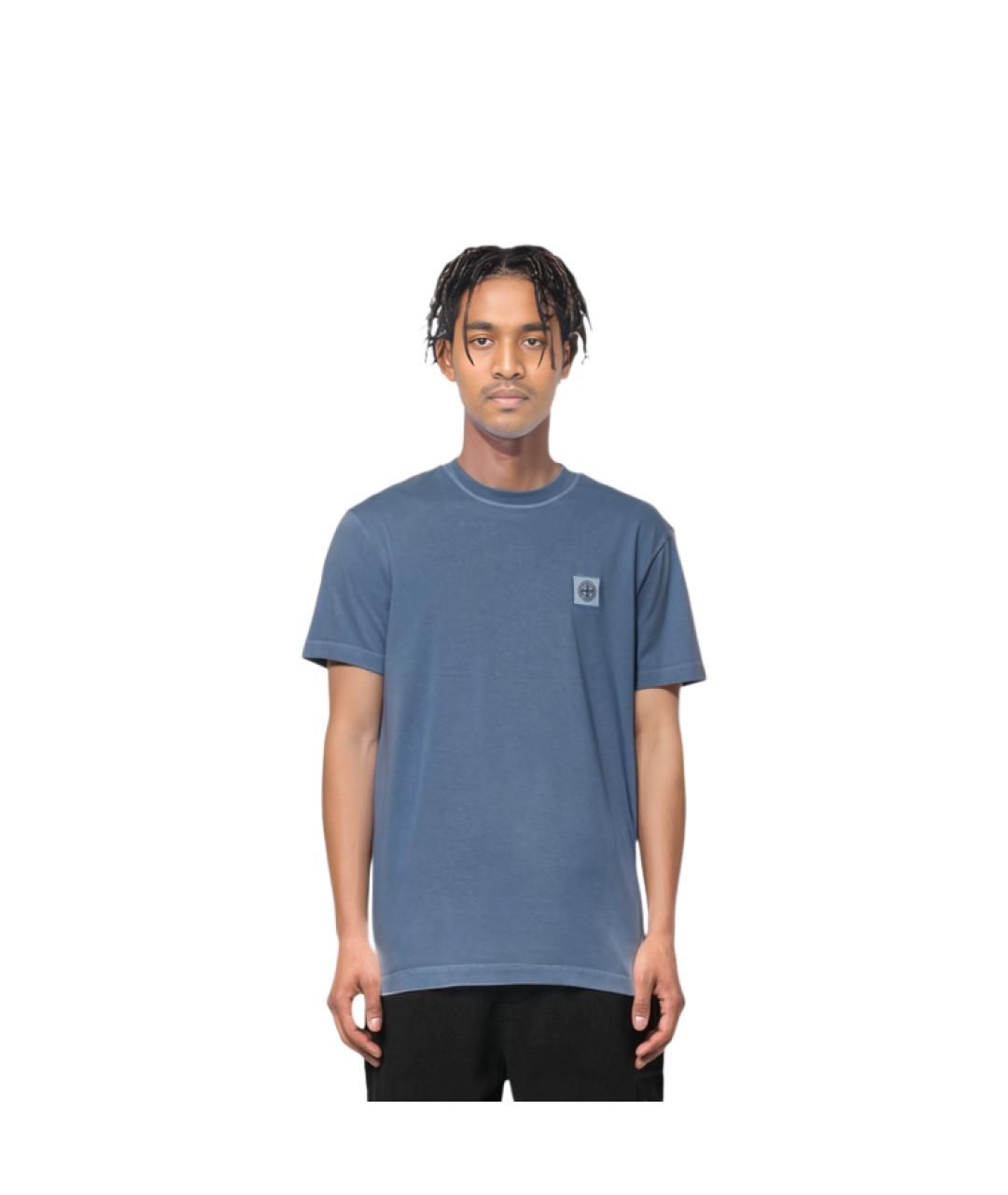 STONE ISLAND Синяя хлопковая футболка, фото 2