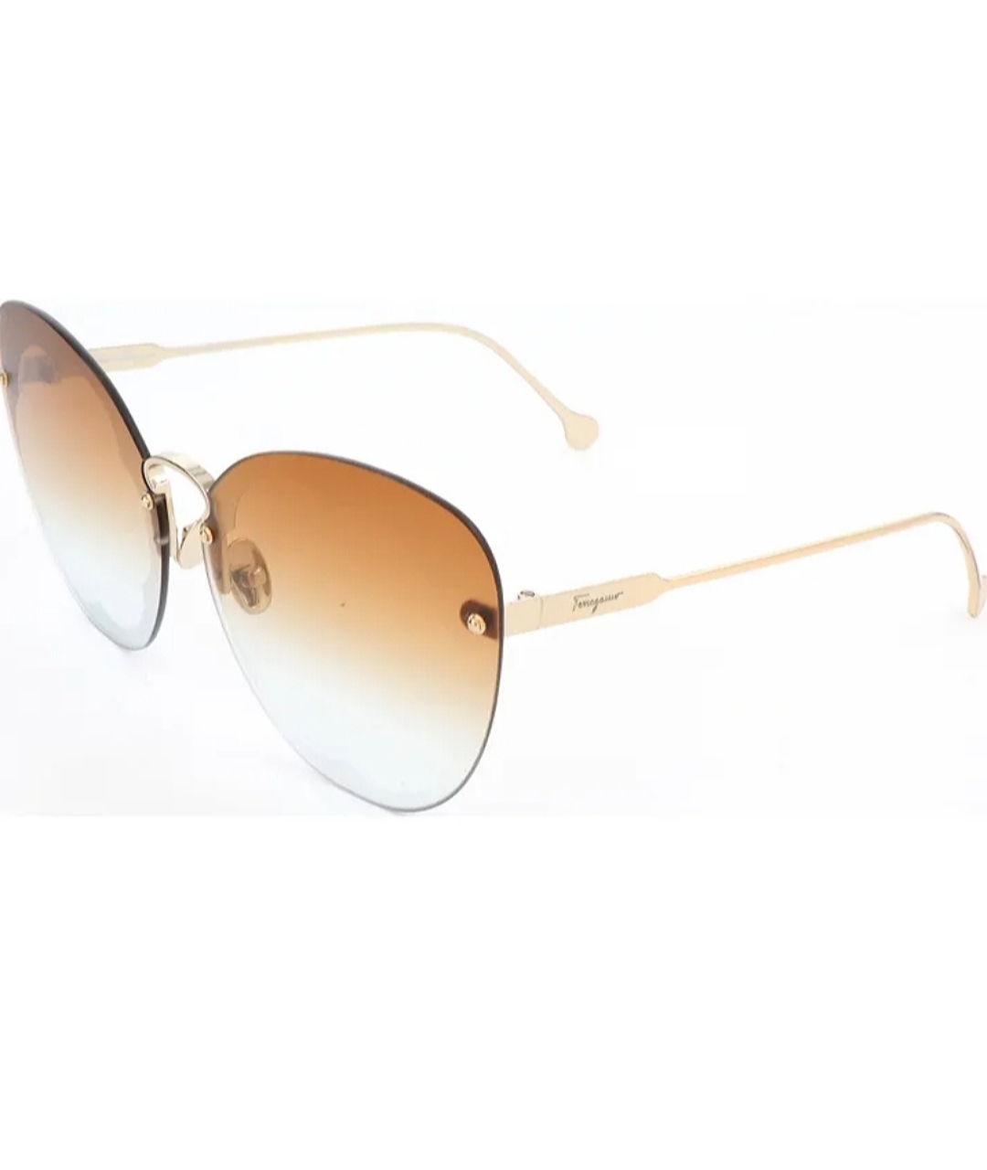 FERRAGAMO Золотые металлические солнцезащитные очки, фото 9