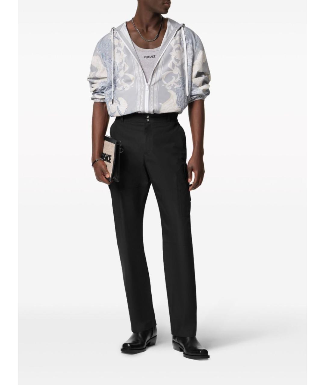 VERSACE Черные хлопковые повседневные брюки, фото 4